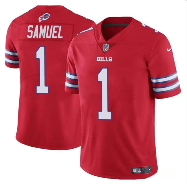 Men's Buffalo Bills #1 Curtis Samuel Red Vapor Untouchable Limited Football Stitched Jersey